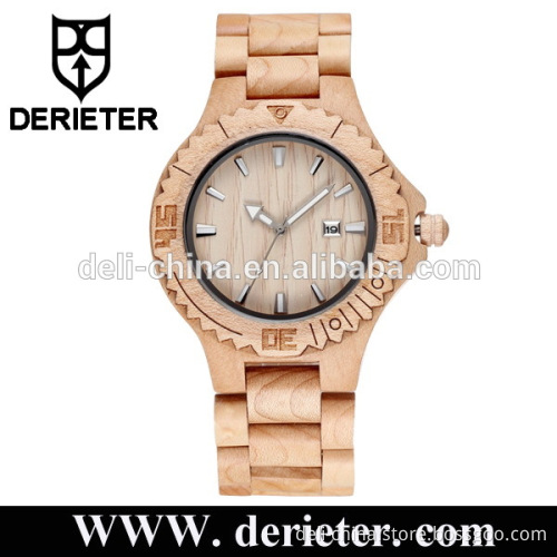 China Factory OEM Maple Wooden Wrist Watch Japanese Movement